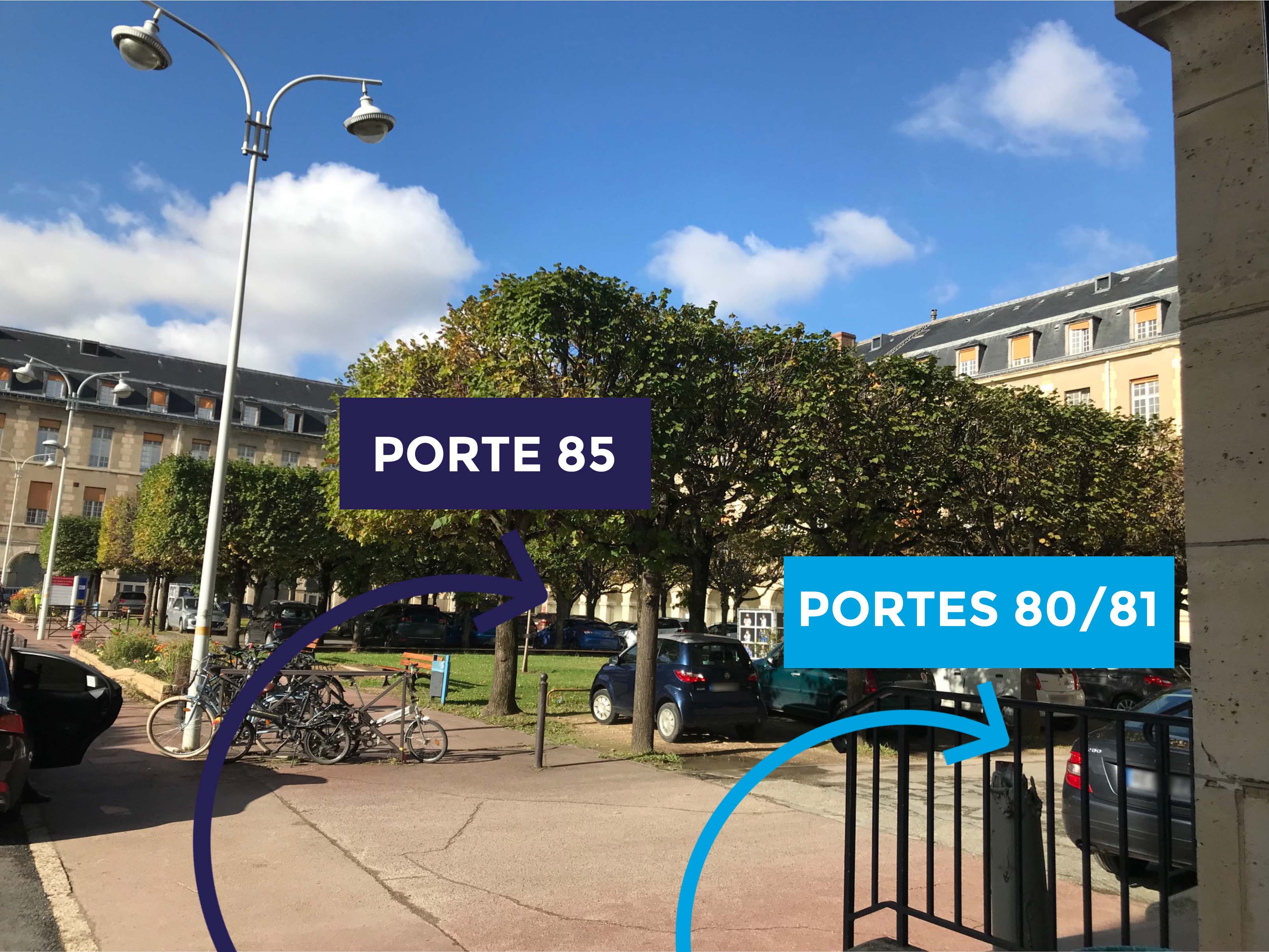 Cour avec 2 flèches